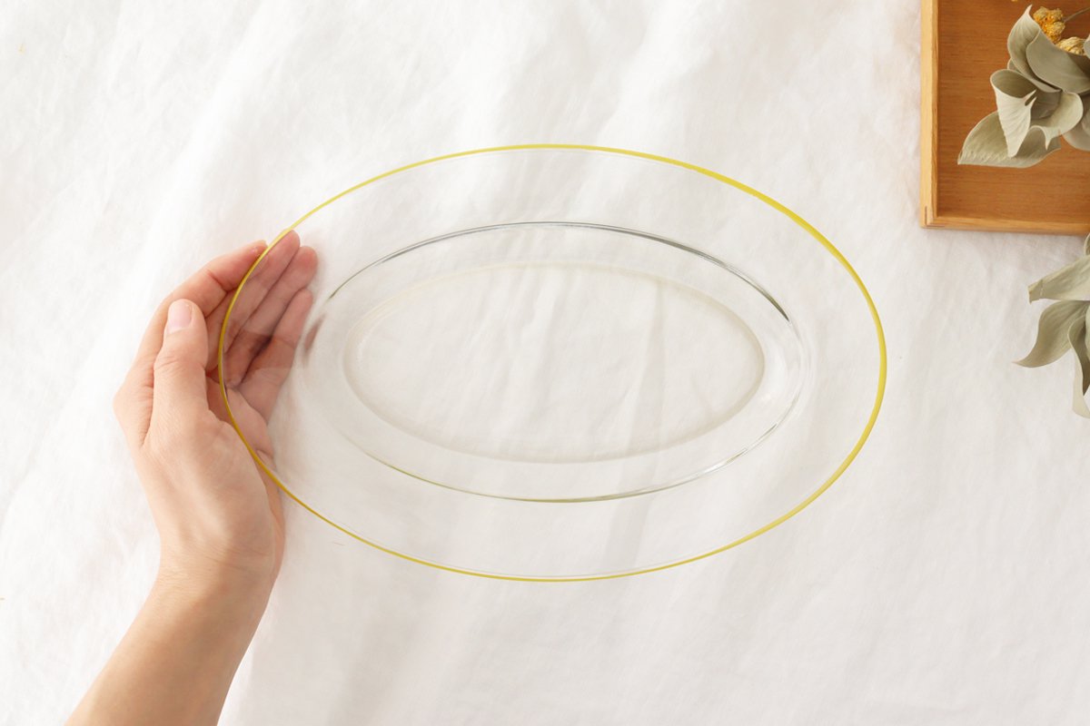 POTPURRI bitte Oval Glass Plate Yellow 26㎝/10.2in