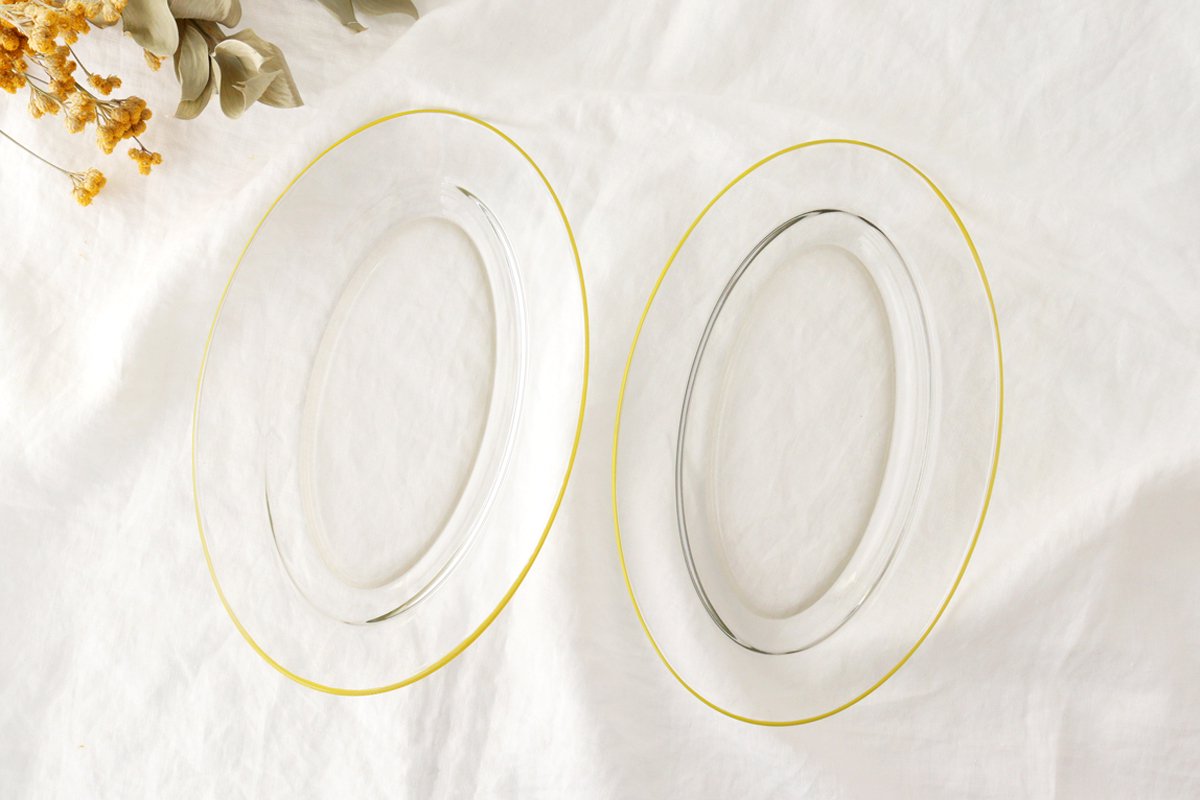 POTPURRI bitte Oval Glass Plate Yellow 26㎝/10.2in