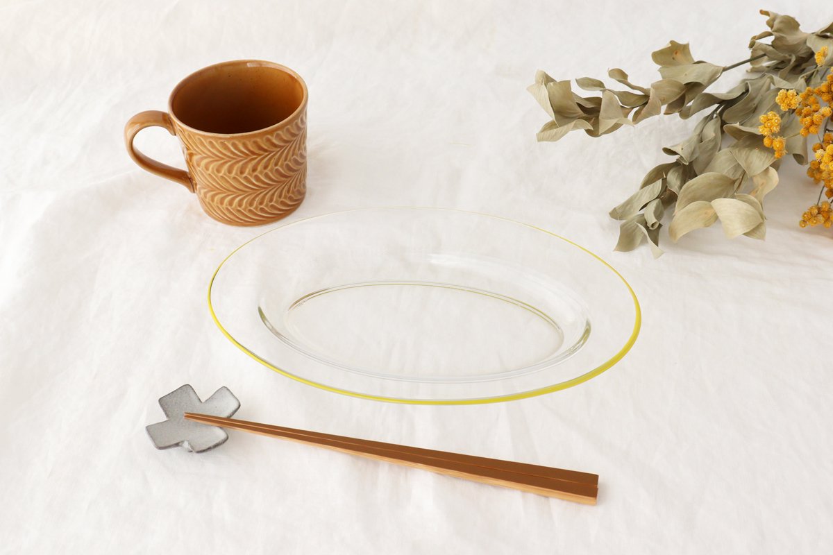 POTPURRI bitte Oval Glass Plate Yellow 26㎝/10.2in