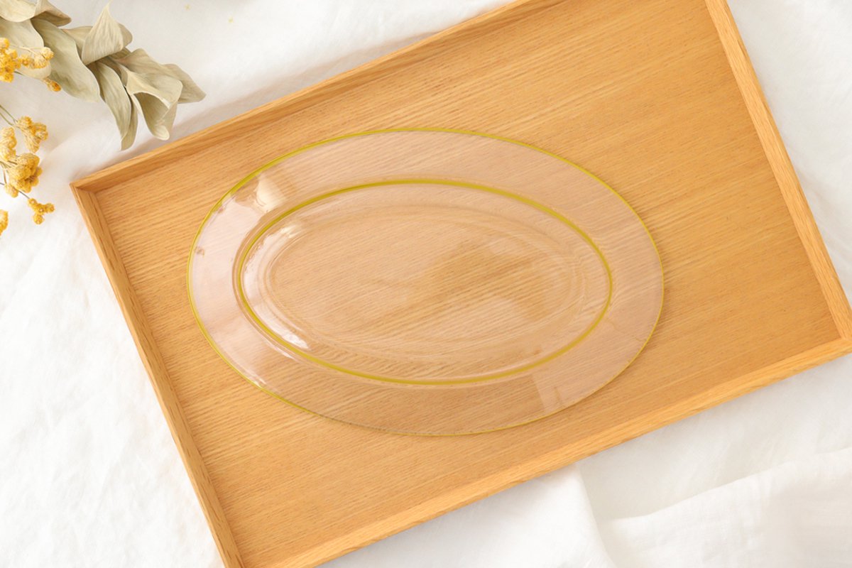 POTPURRI bitte Oval Glass Plate Yellow 26㎝/10.2in