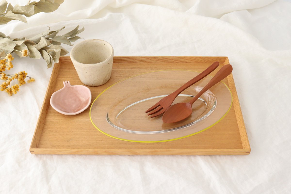POTPURRI bitte Oval Glass Plate Yellow 26㎝/10.2in
