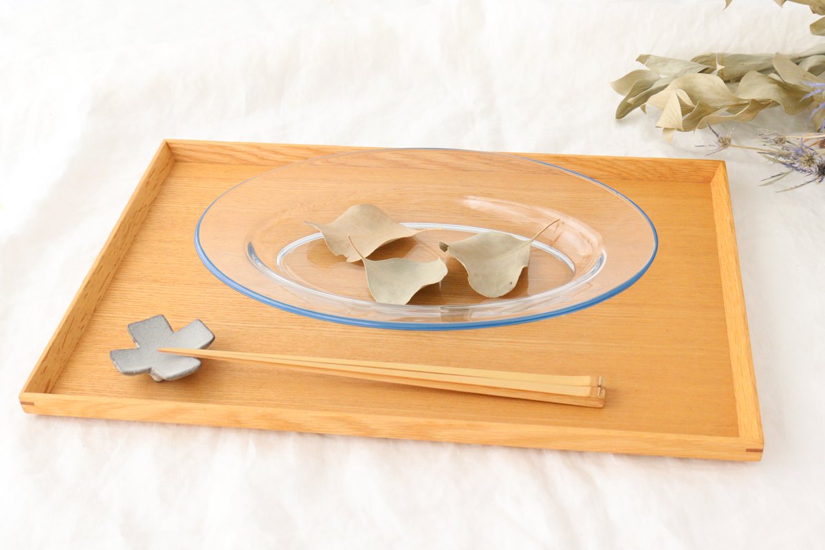 POTPURRI bitte Oval Glass Plate Blue 26㎝/10.2in