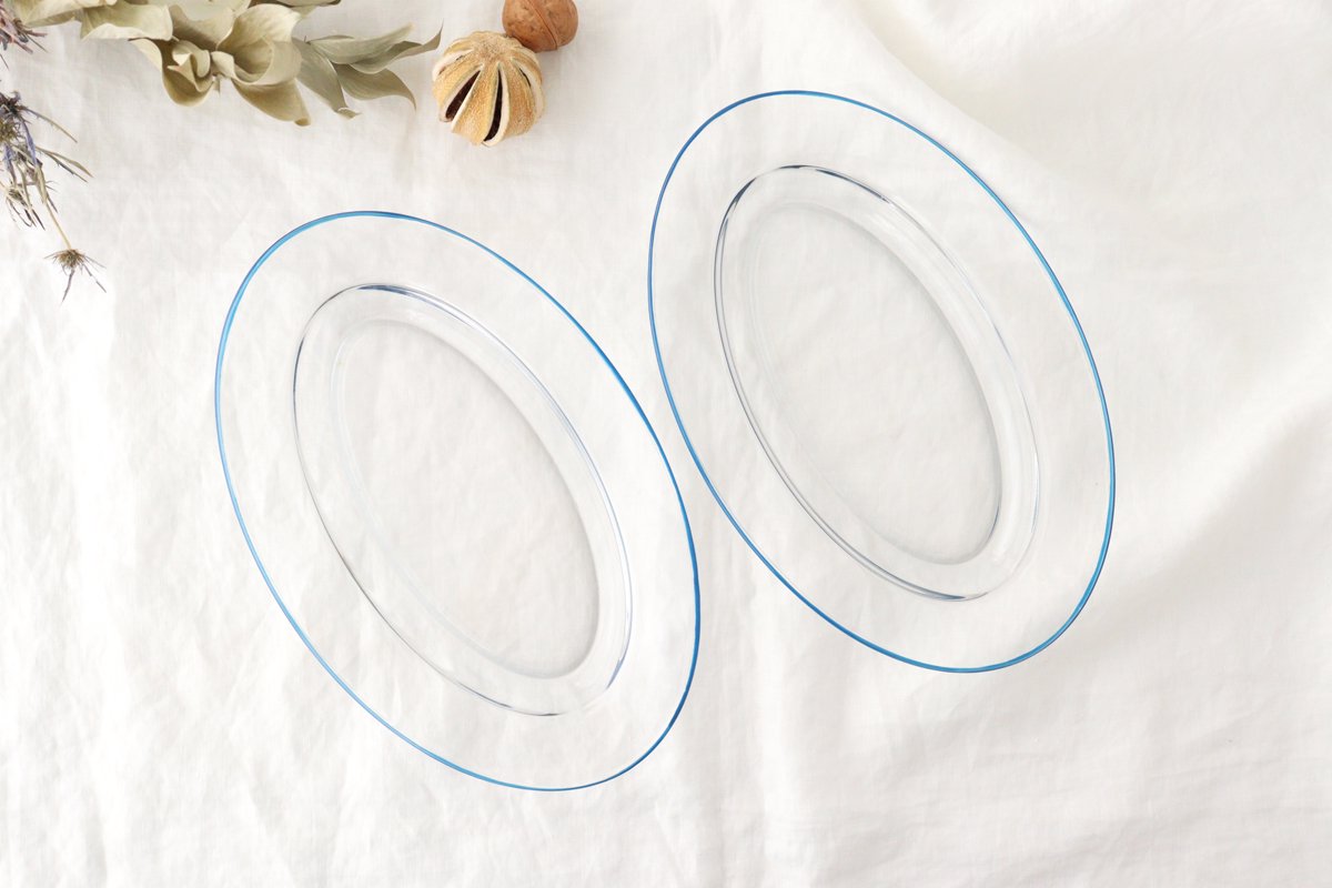 POTPURRI bitte Oval Glass Plate Blue 26㎝/10.2in