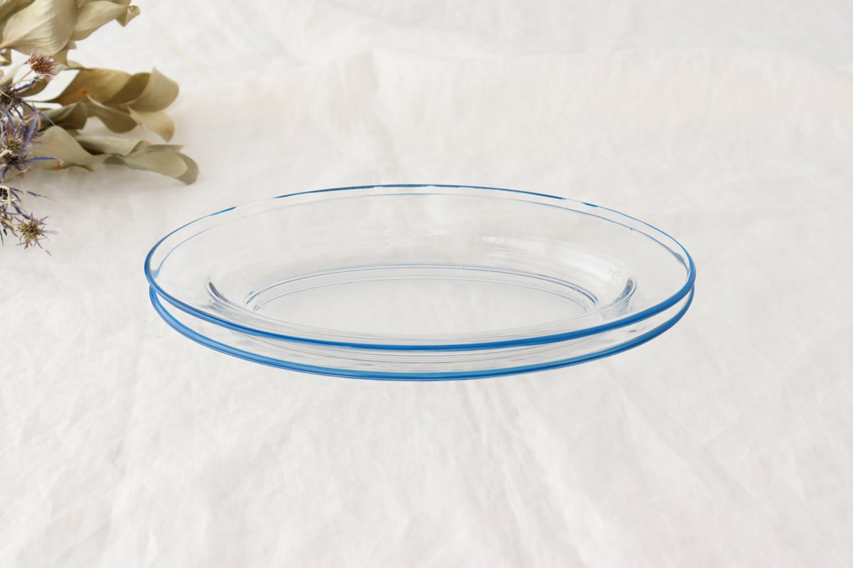 POTPURRI bitte Oval Glass Plate Blue 26㎝/10.2in