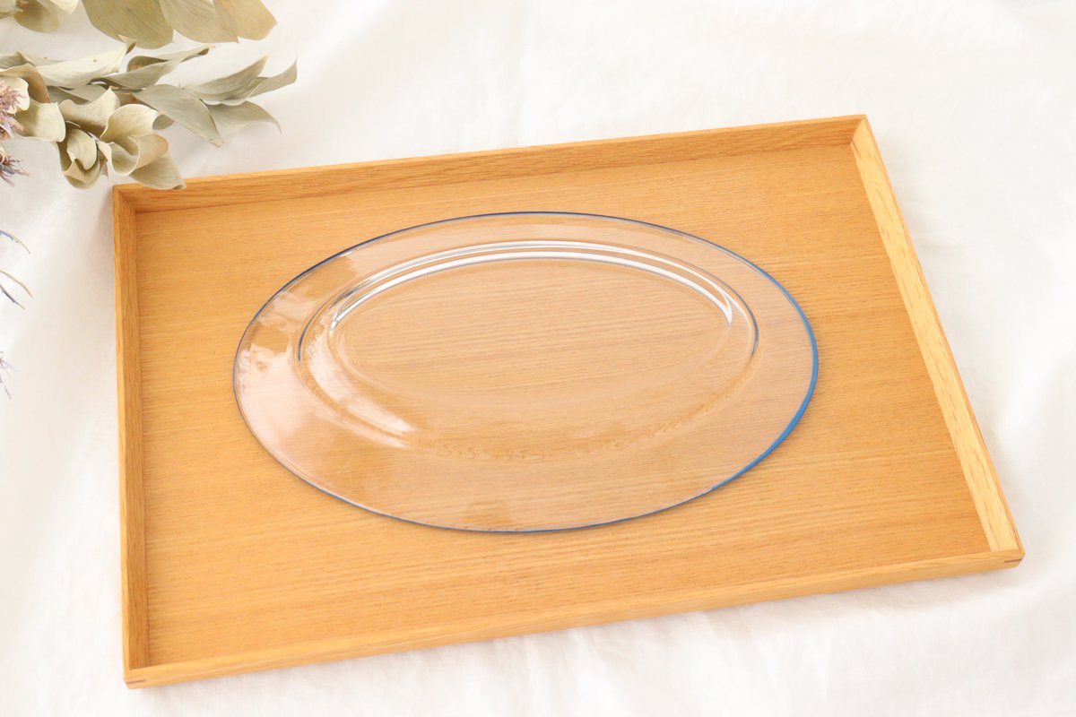 POTPURRI bitte Oval Glass Plate Blue 26㎝/10.2in