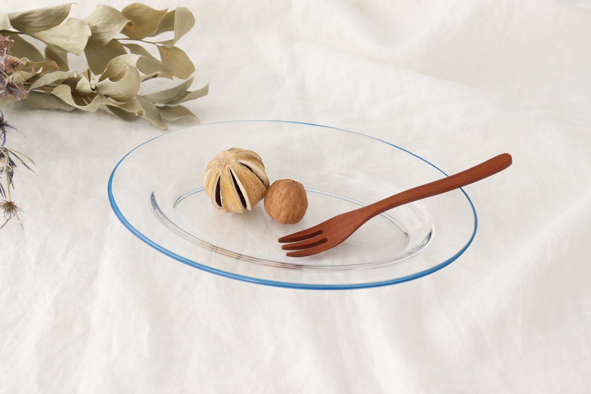 POTPURRI bitte Oval Glass Plate Blue 26㎝/10.2in