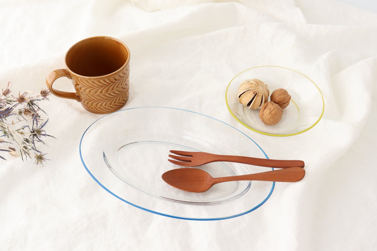 POTPURRI bitte Oval Glass Plate Blue 26㎝/10.2in