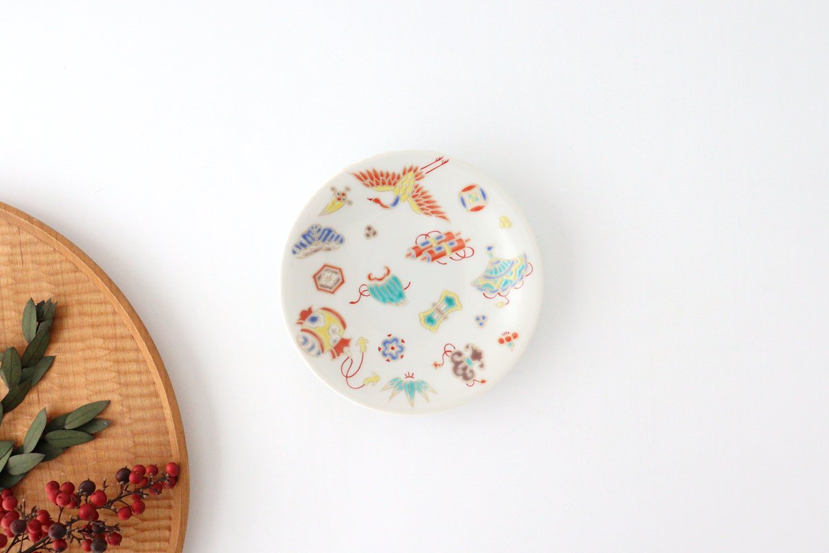 Seikou Kiln Lucky Small Plate Treasure|Kutani Ware