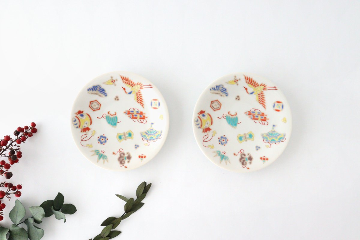 Seikou Kiln Lucky Small Plate Treasure|Kutani Ware