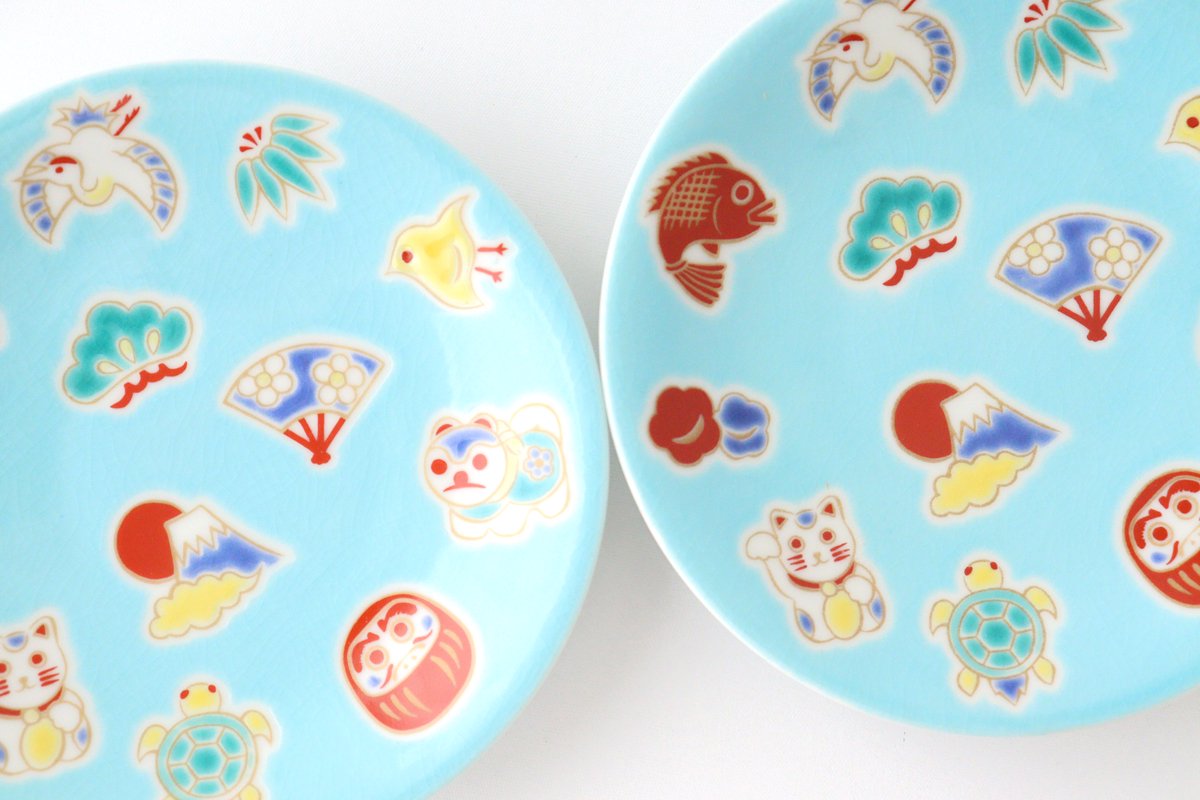 Seikou Kiln Lucky Small Plate Engimono|Kutani Ware