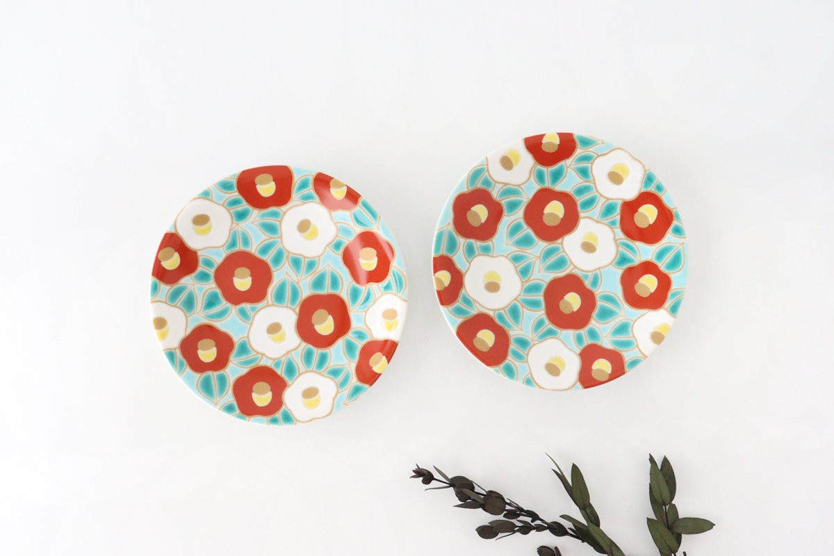 Seikou Kiln Lucky Small Plate Camellia|Kutani Ware