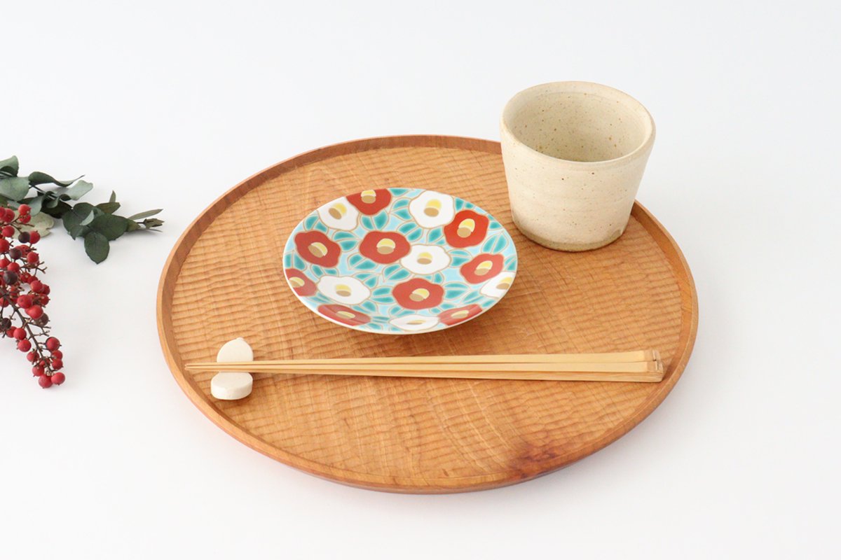 Seikou Kiln Lucky Small Plate Camellia|Kutani Ware