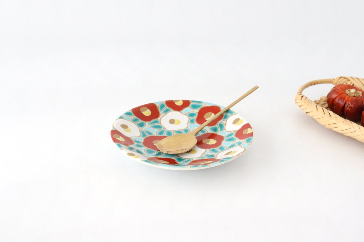 Seikou Kiln Lucky Small Plate Camellia|Kutani Ware