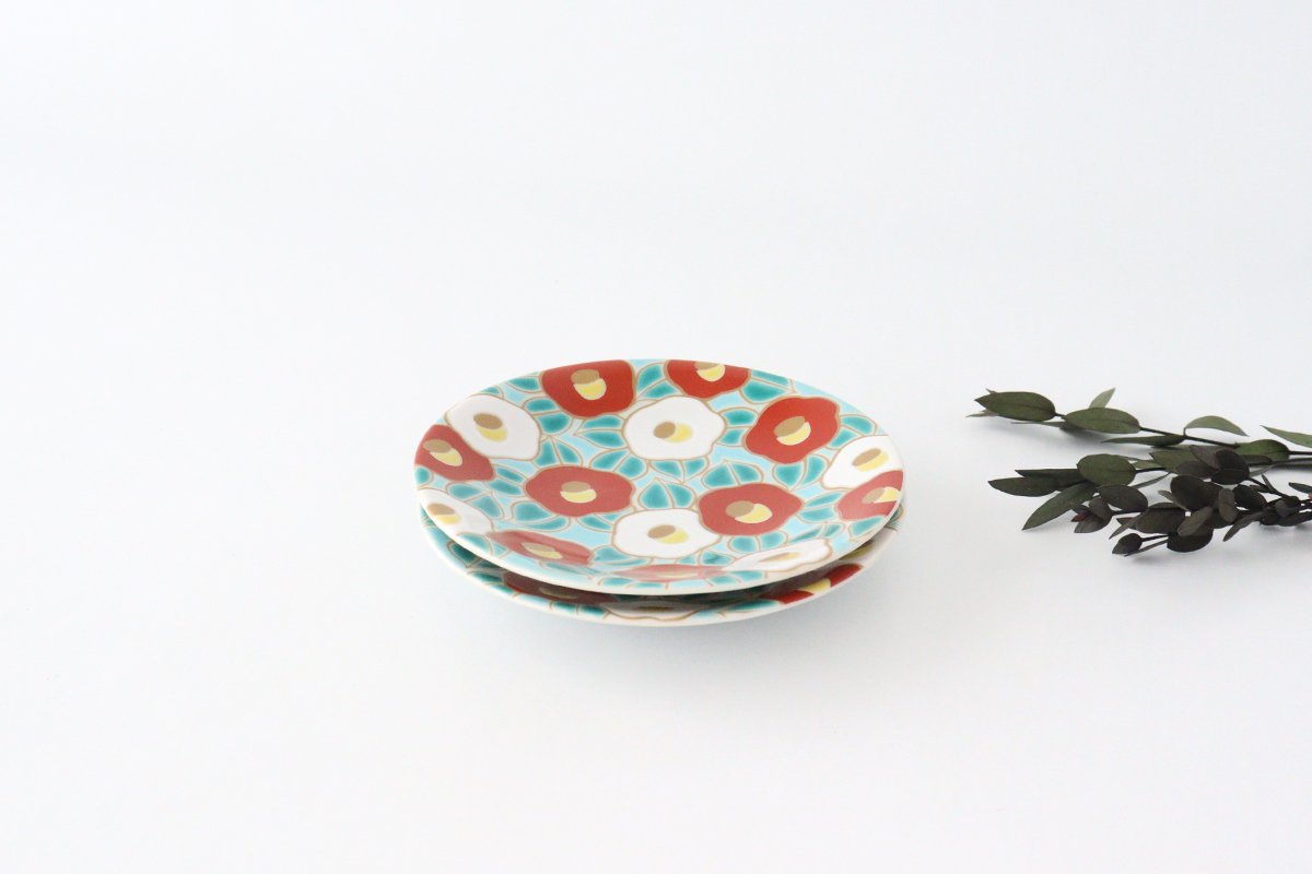 Seikou Kiln Lucky Small Plate Camellia|Kutani Ware