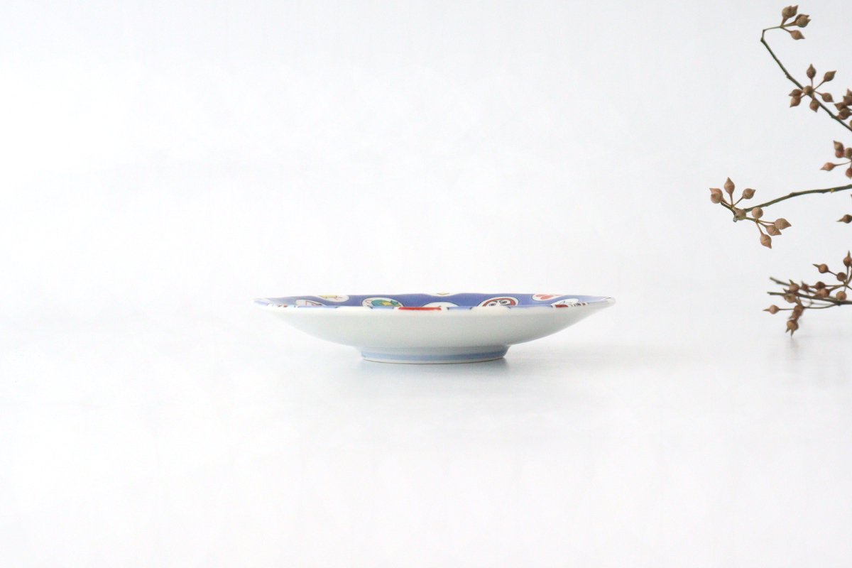 Seikou Kiln Lucky Small Plate Round Crest Pattern|Kutani Ware