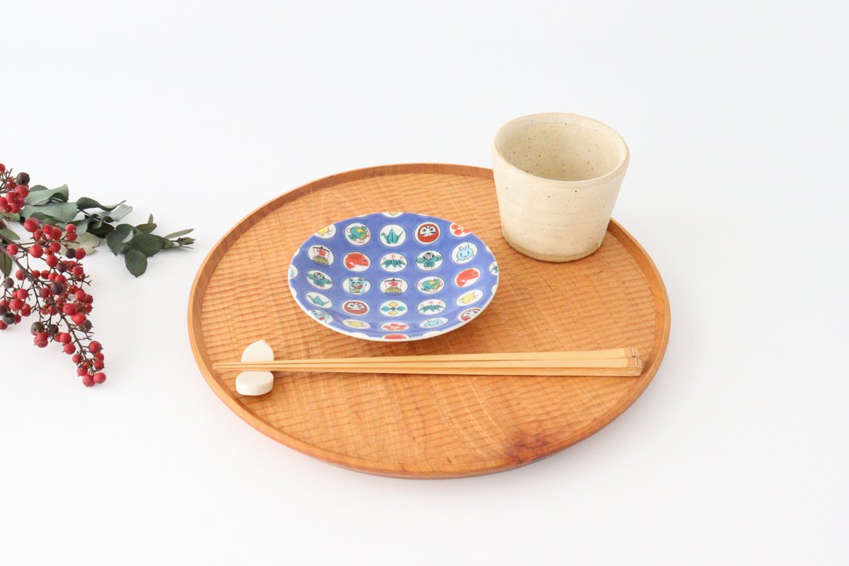 Seikou Kiln Lucky Small Plate Round Crest Pattern|Kutani Ware