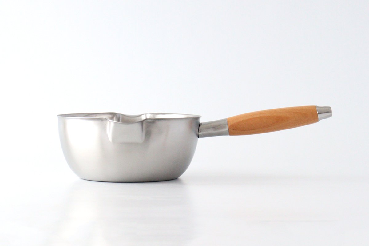 aikata/Yoshikawa Double-Spouted Stainless Steel Yukihira Pan 18cm