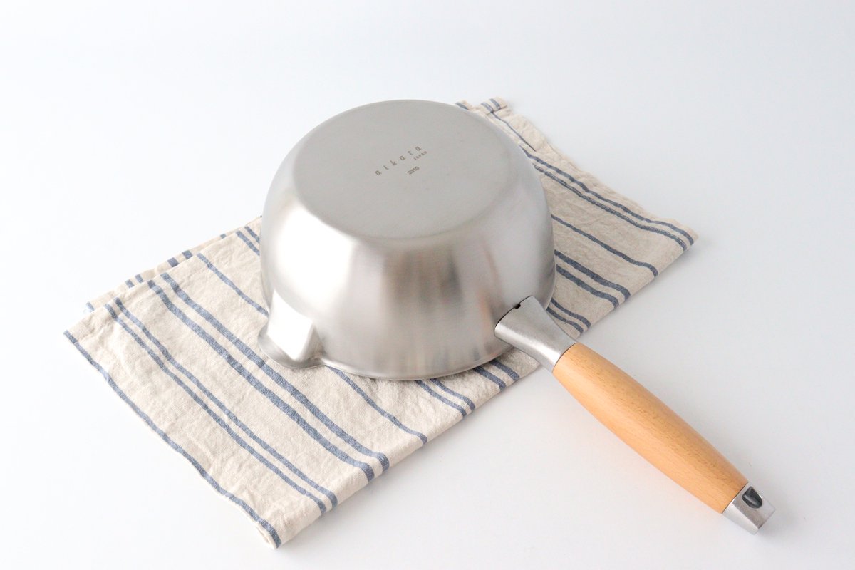 aikata/Yoshikawa Double-Spouted Stainless Steel Yukihira Pan 18cm