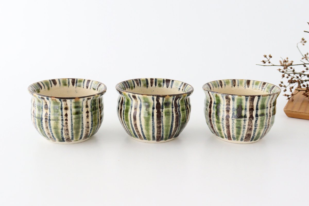 Small Bowl Oribe and Brown Stripes Tokusa | Kobachi Seto Ware
