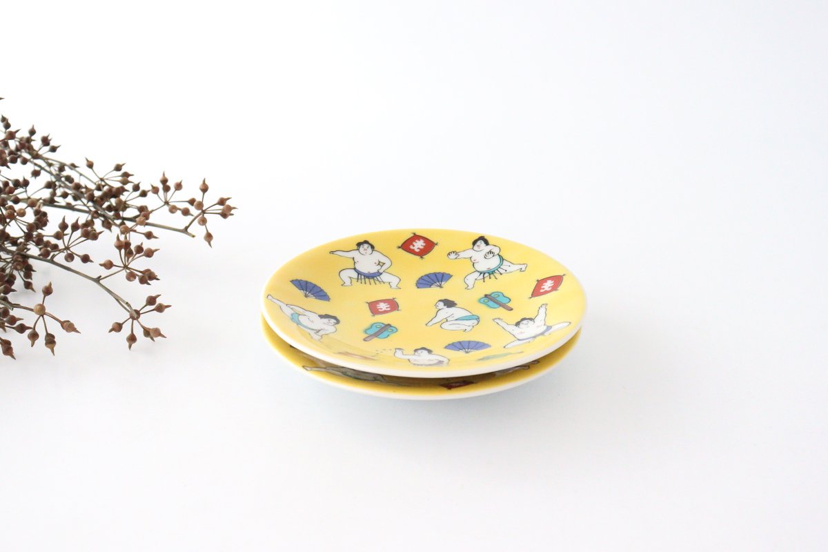 Seikou Kiln Lucky Small Plate Sumo|Kutani Ware