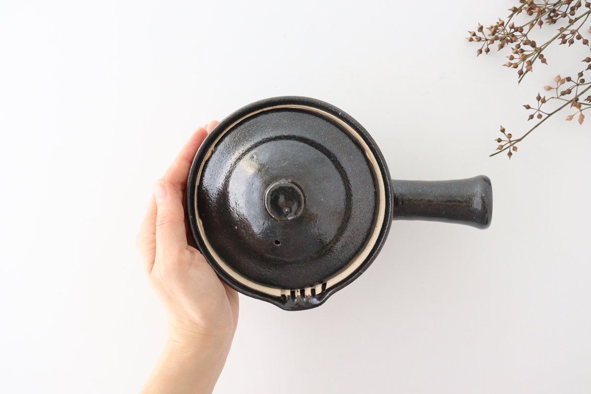 Japanese Teapot Squeezed-type Black | Kyusu Iga Ware