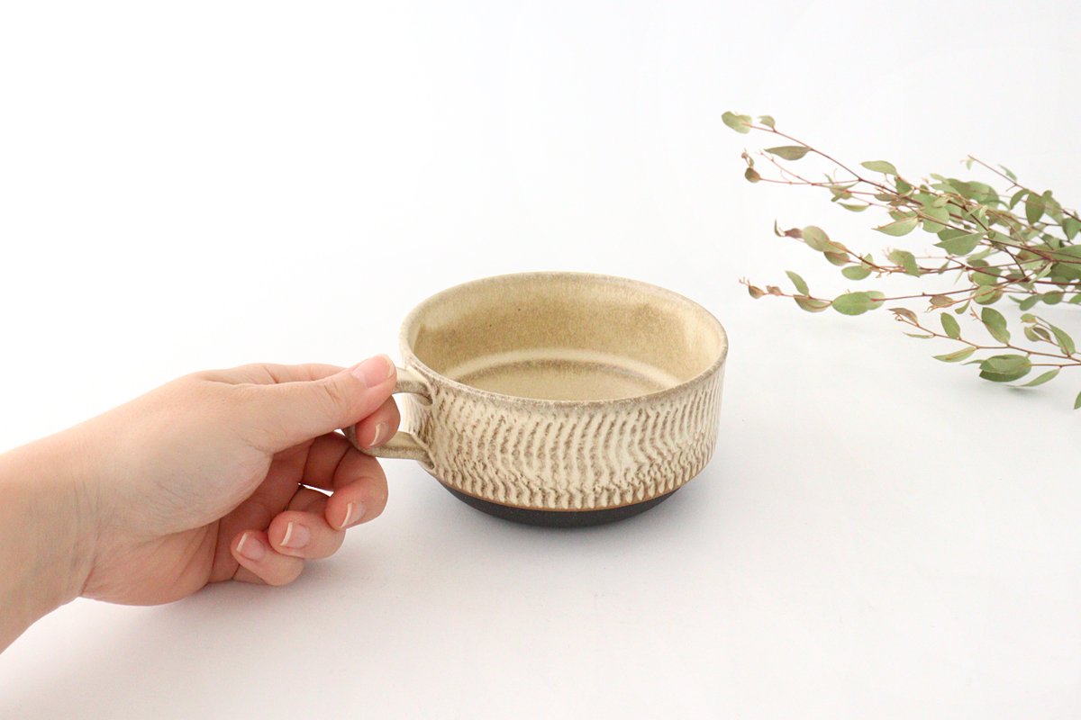 Stack Soup Cup Tobikanna Ivory | Mino Ware-Detail5