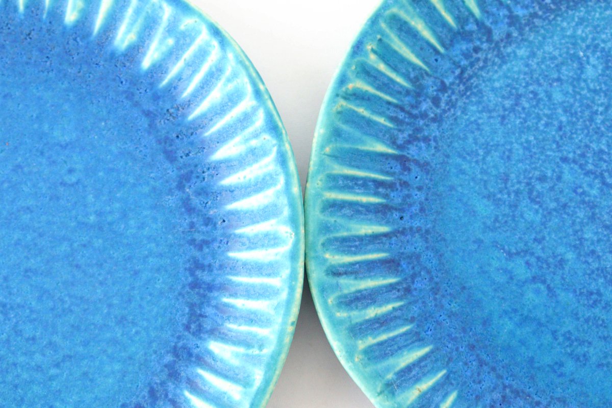 Serving Plate Stripe Turquoise | Shigaraki Ware
