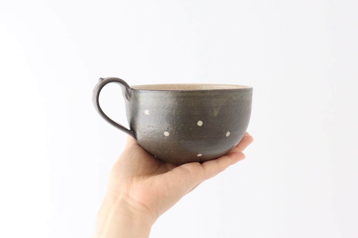 Soup Cup Dot Black | Shigaraki Ware-Detail8