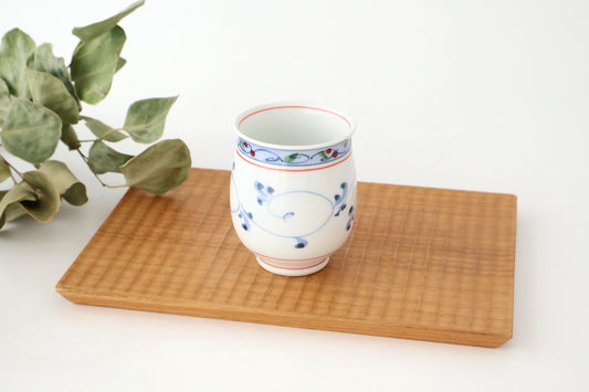 Japanese Cup Hand-drawn Arabesque Red | Yunomi Hasami Ware-TOP