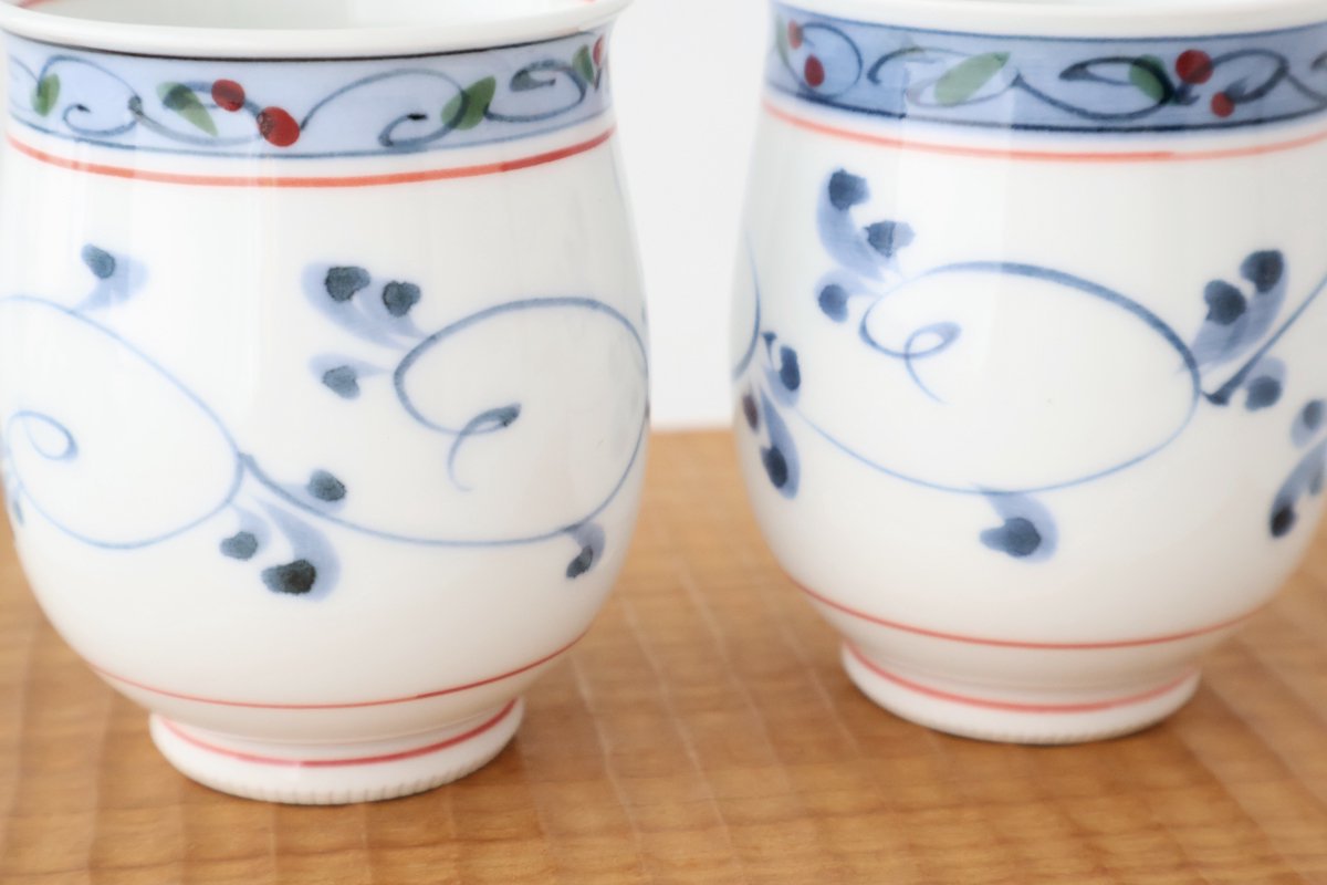 Japanese Cup Hand-drawn Arabesque Red | Yunomi Hasami Ware