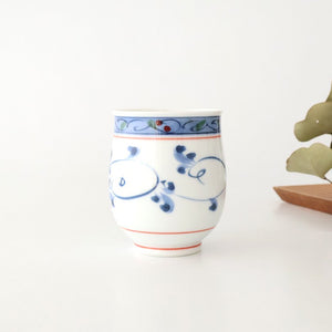 Japanese Cup Hand-drawn Arabesque Red | Yunomi Hasami Ware-Detail3
