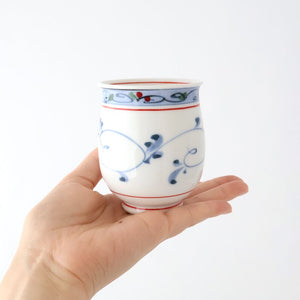 Japanese Cup Hand-drawn Arabesque Red | Yunomi Hasami Ware-Detail8