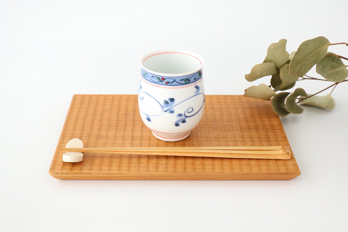 Japanese Cup Hand-drawn Arabesque Red | Yunomi Hasami Ware-Detail10