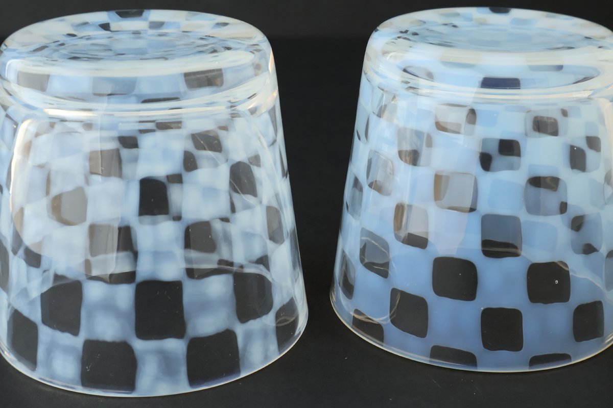 Hirota Glass Soba Choko Checkered Pattern | Free Cup
