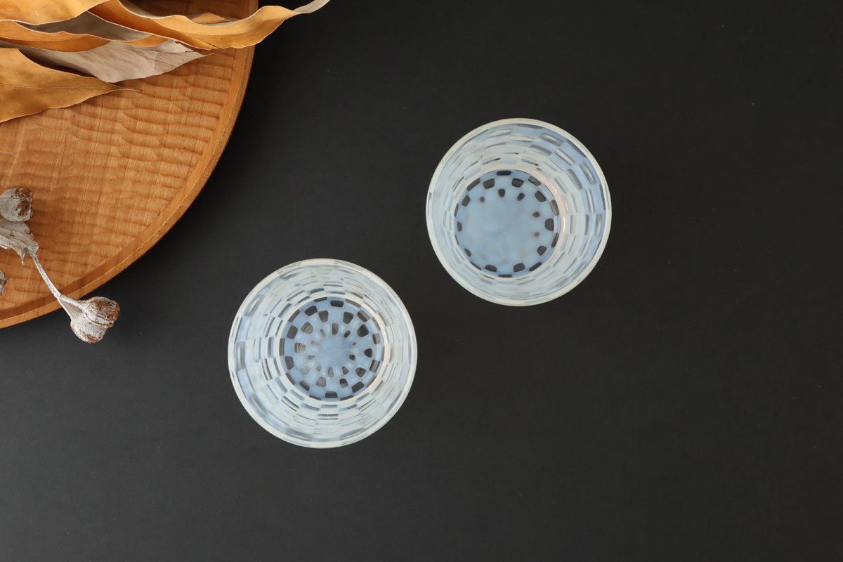 Hirota Glass Soba Choko Checkered Pattern | Free Cup