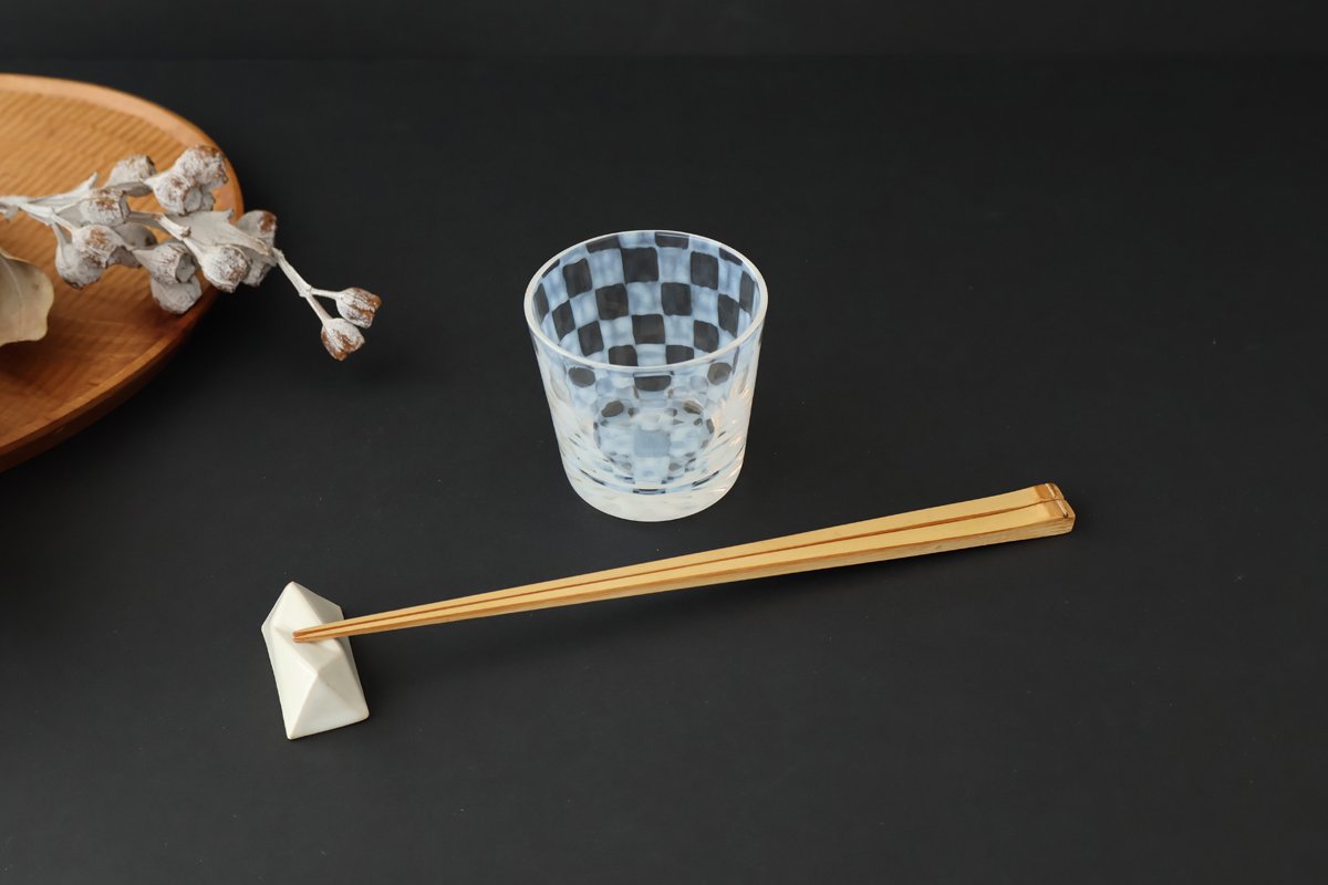 Hirota Glass Soba Choko Checkered Pattern | Free Cup