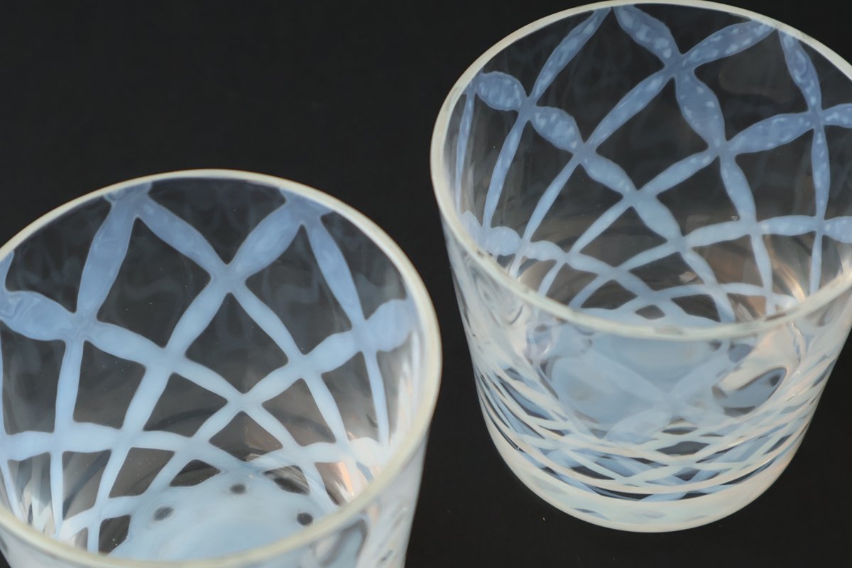 Hirota Glass Soba Choko Lattice Pattern | Free Cup
