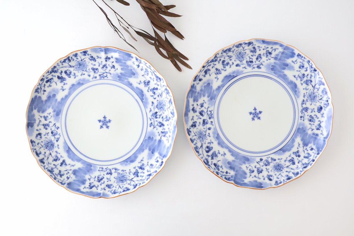 Flower-shaped Plate Arabesque and Cloud 27cm/10.6in | Arita Ware