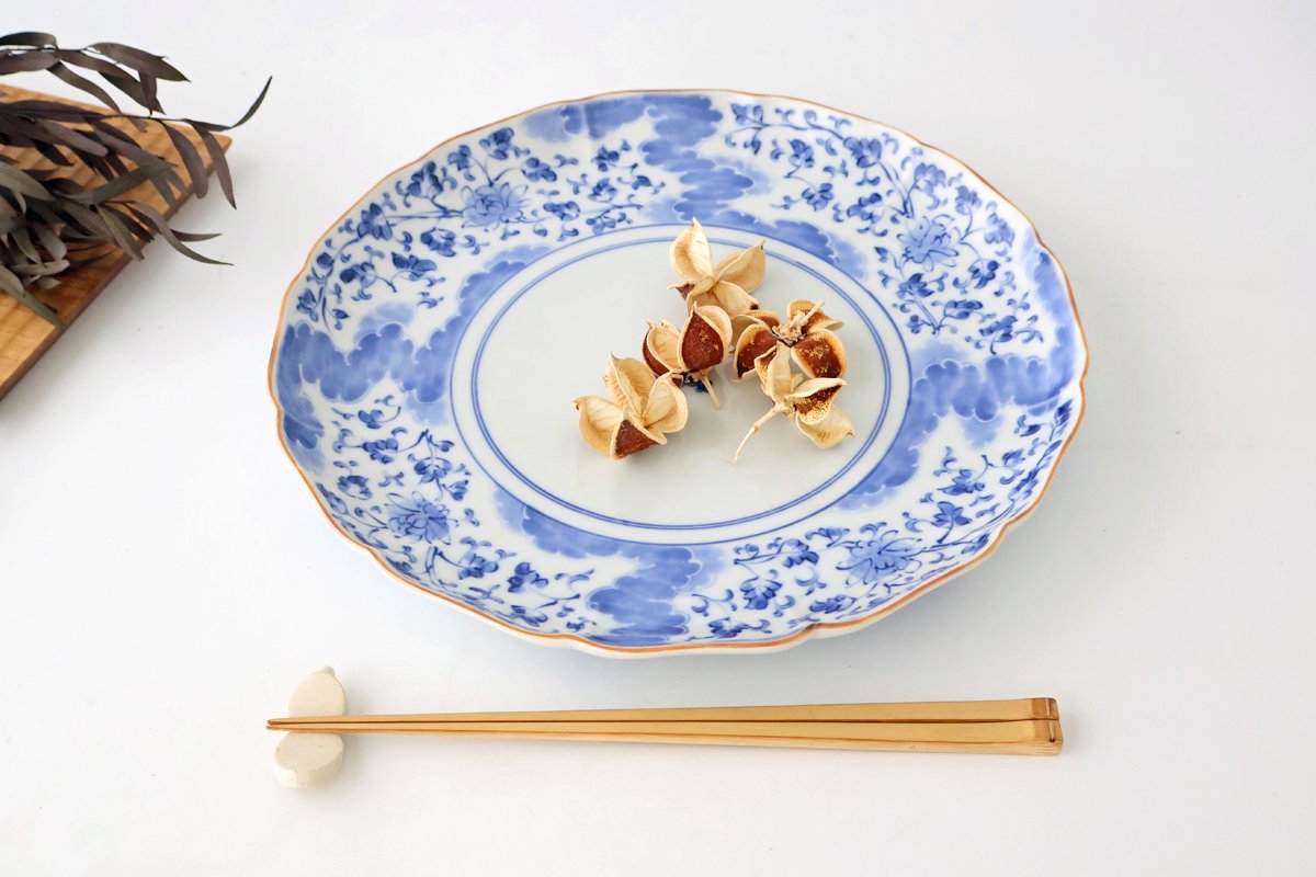 Flower-shaped Plate Arabesque and Cloud 27cm/10.6in | Arita Ware