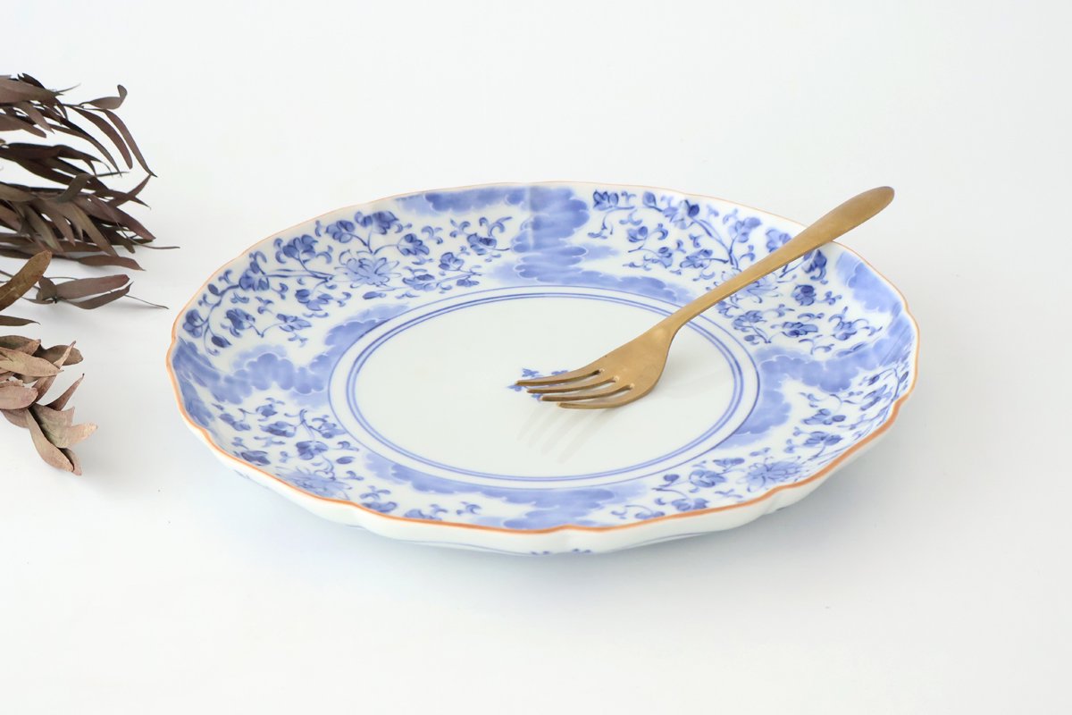 Flower-shaped Plate Arabesque and Cloud 27cm/10.6in | Arita Ware