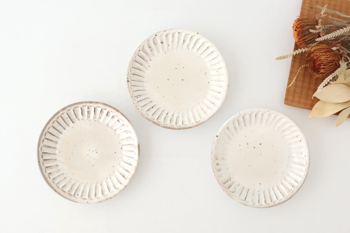 White Decorated Shaving Small Plate|Mino Ware