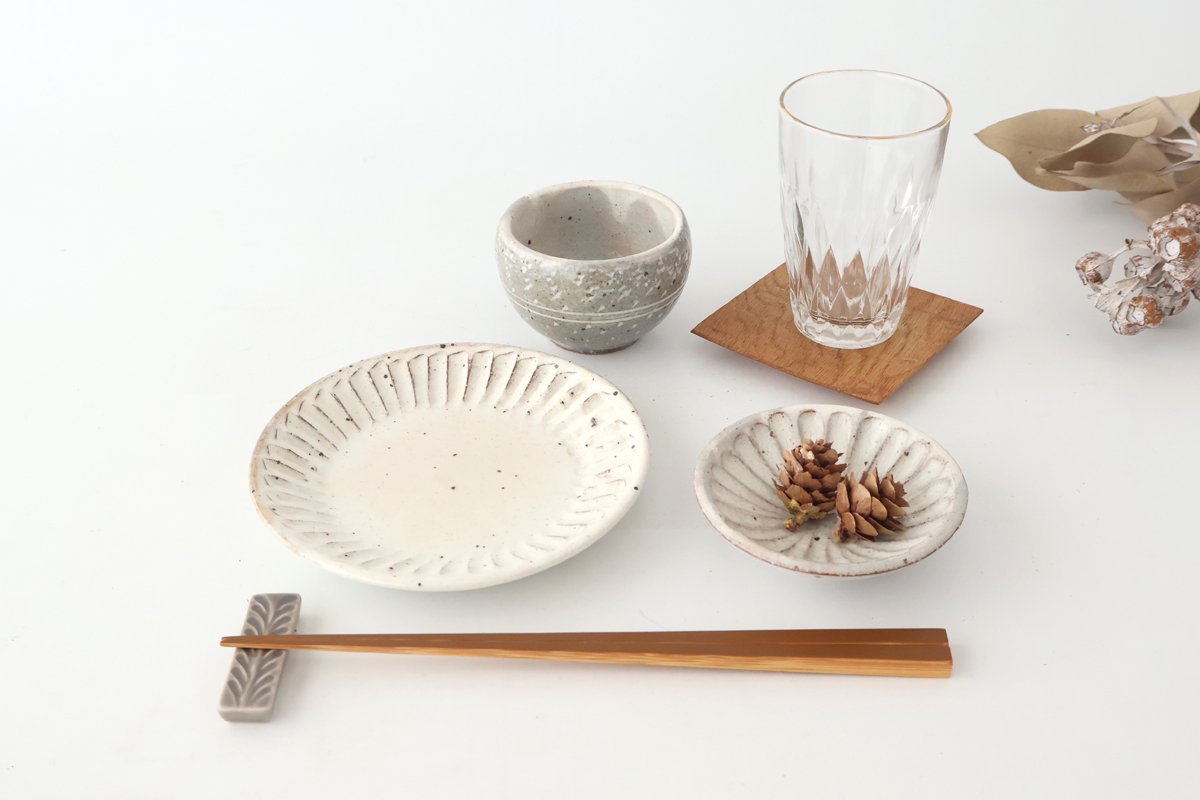 White Decorated Shaving Small Plate|Mino Ware
