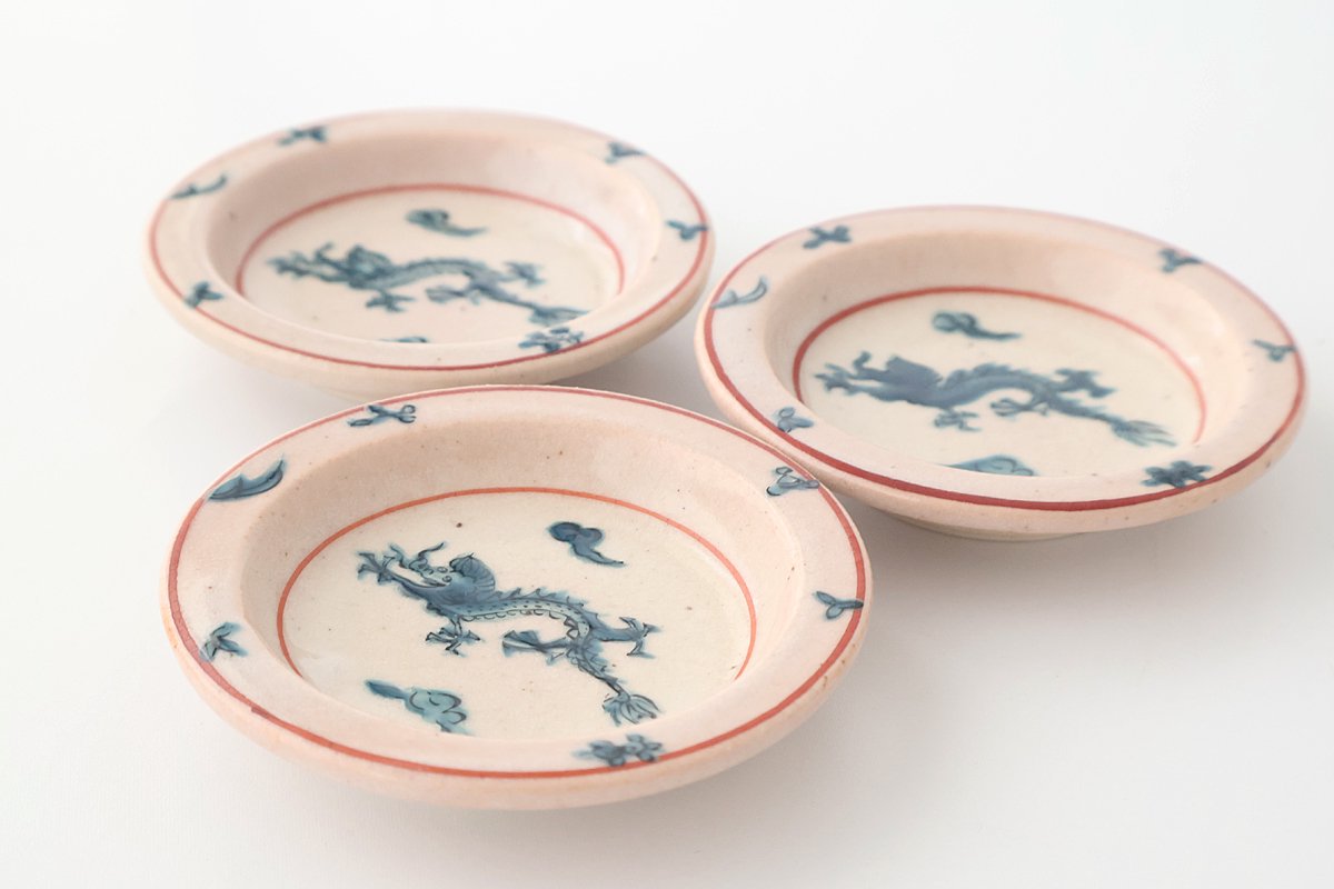 Zoho Kiln Sauce Plate Blue Dtagon | Mino Ware