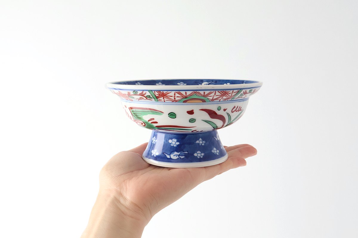Stand Bowl Flower and Birds | Serving Bowl Arita Ware