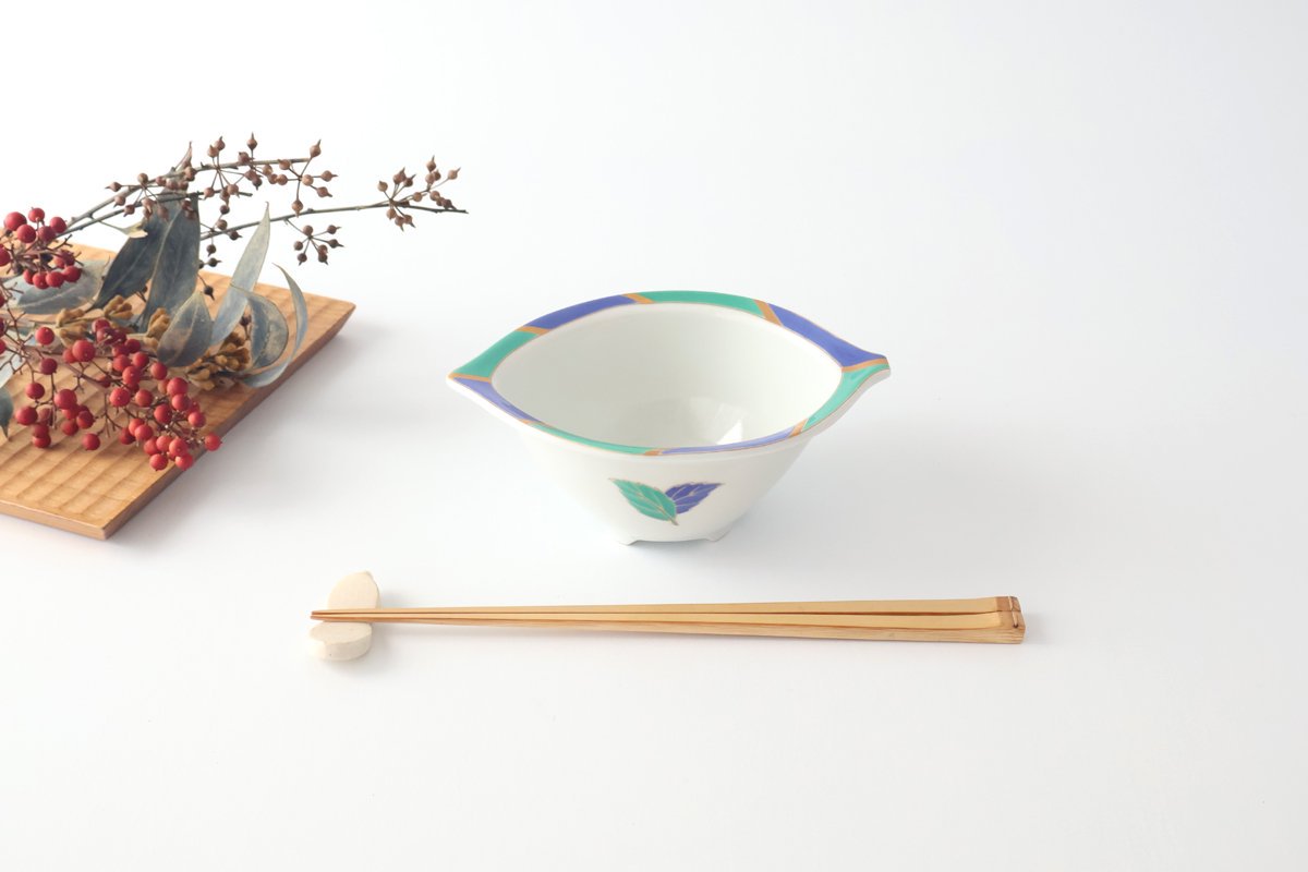 Small Bowl Blue and Green Leaf | Kobachi Arita Ware