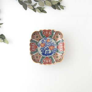 Rinkurou Kiln Chrysanthemum-shaped Small Plate Square Pattern | Hasami Ware-TOP