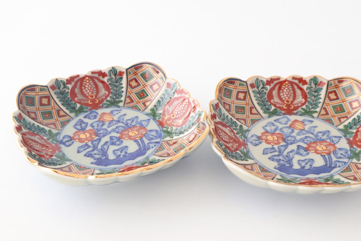 Rinkurou Kiln Chrysanthemum-shaped Small Plate Square Pattern | Hasami Ware