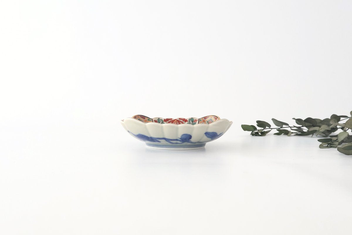 Rinkurou Kiln Chrysanthemum-shaped Small Plate Square Pattern | Hasami Ware