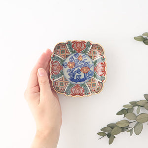 Rinkurou Kiln Chrysanthemum-shaped Small Plate Square Pattern | Hasami Ware-Detail4