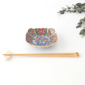 Rinkurou Kiln Chrysanthemum-shaped Small Plate Square Pattern | Hasami Ware-Detail5